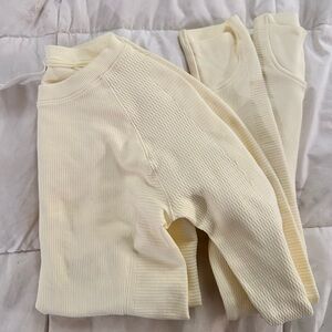 Athleta butter yellow textured long sleeve shirt